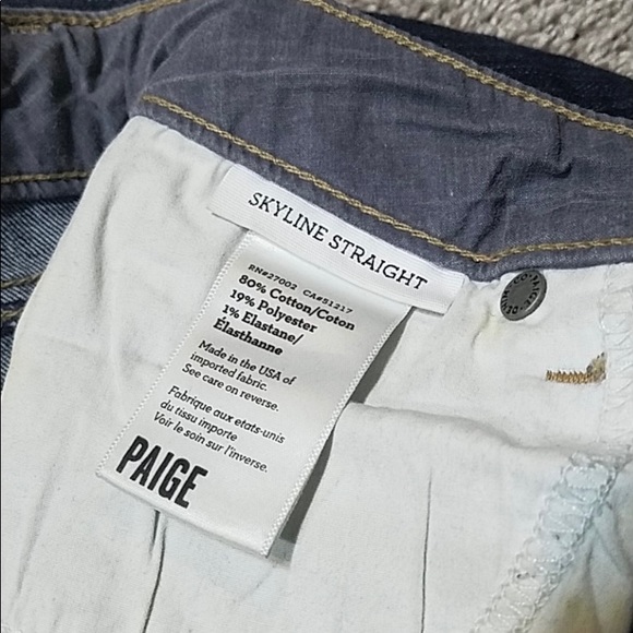 Paige Skyline Straight Dark Wash Denim Jeans Low - Picture 6 of 6